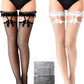 2 Pairs Thigh High Fishnet Stockings Lace Bow Suspenders Hold up Halloween Stockings for Women
