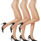 3 Pairs Women's Sheer Tights - 20D Control Top Pantyhose with Reinforced Toes