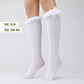 3 Pairs Knee High Socks for Women Lace Ruffle Knee High Sock with Bow White Kawaii Lolita Stocking for Ladies Girls
