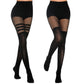 Womens Faux Thigh High Fishnet Stockings Stitching Opaque Pantyhose Mock Over the Knee Goth Striped Suspender Tights
