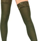 Women's Opaque Thigh High Stockings | Ultra Soft Dual Silicone Lace Top Stay Ups