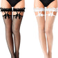 2 Pairs Thigh High Fishnet Stockings Lace Bow Suspenders Hold up Halloween Stockings for Women