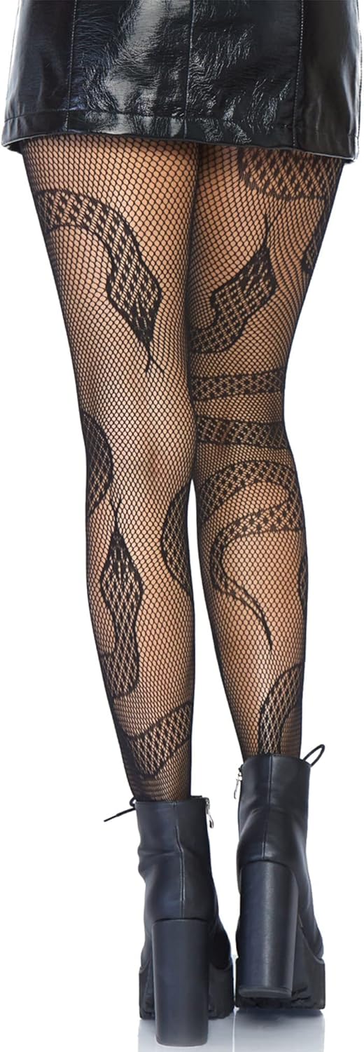 Women's Plus Size Fishnets, Stretchy Net Patterned Tights for Women with Designs