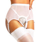 sofsy Premium High-Waist Mesh Garter Belt | 6-Strap Suspender Lingerie for Women's Thigh High Stockings with Metal Clips
