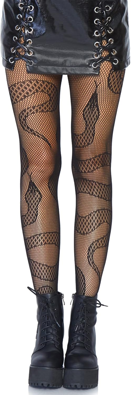 Women's Plus Size Fishnets, Stretchy Net Patterned Tights for Women with Designs