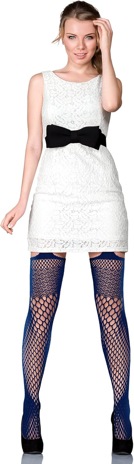 6 Pairs Fishnet Stockings for Women Plus Size Thigh-high Tights Stockings Suspender Pantyhose Garter Belts