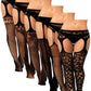 6 Pairs Fishnet Stockings for Women Plus Size Thigh-high Tights Stockings Suspender Pantyhose Garter Belts