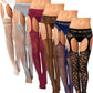 6 Pairs Fishnet Stockings for Women Plus Size Thigh-high Tights Stockings Suspender Pantyhose Garter Belts
