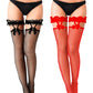 2 Pairs Thigh High Fishnet Stockings Lace Bow Suspenders Hold up Halloween Stockings for Women