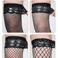 Fishnet Thigh High Stockings for Women, Silicone Lace Top Sheer Over Knee Stockings