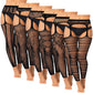 6 Pairs Fishnet Stockings for Women Plus Size Thigh-high Tights Stockings Suspender Pantyhose Garter Belts