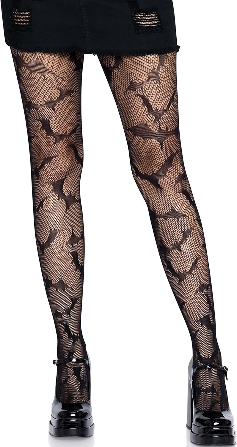 Women's Plus Size Fishnets, Stretchy Net Patterned Tights for Women with Designs