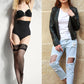 Fishnet Thigh High Stockings for Women, Silicone Lace Top Sheer Over Knee Stockings