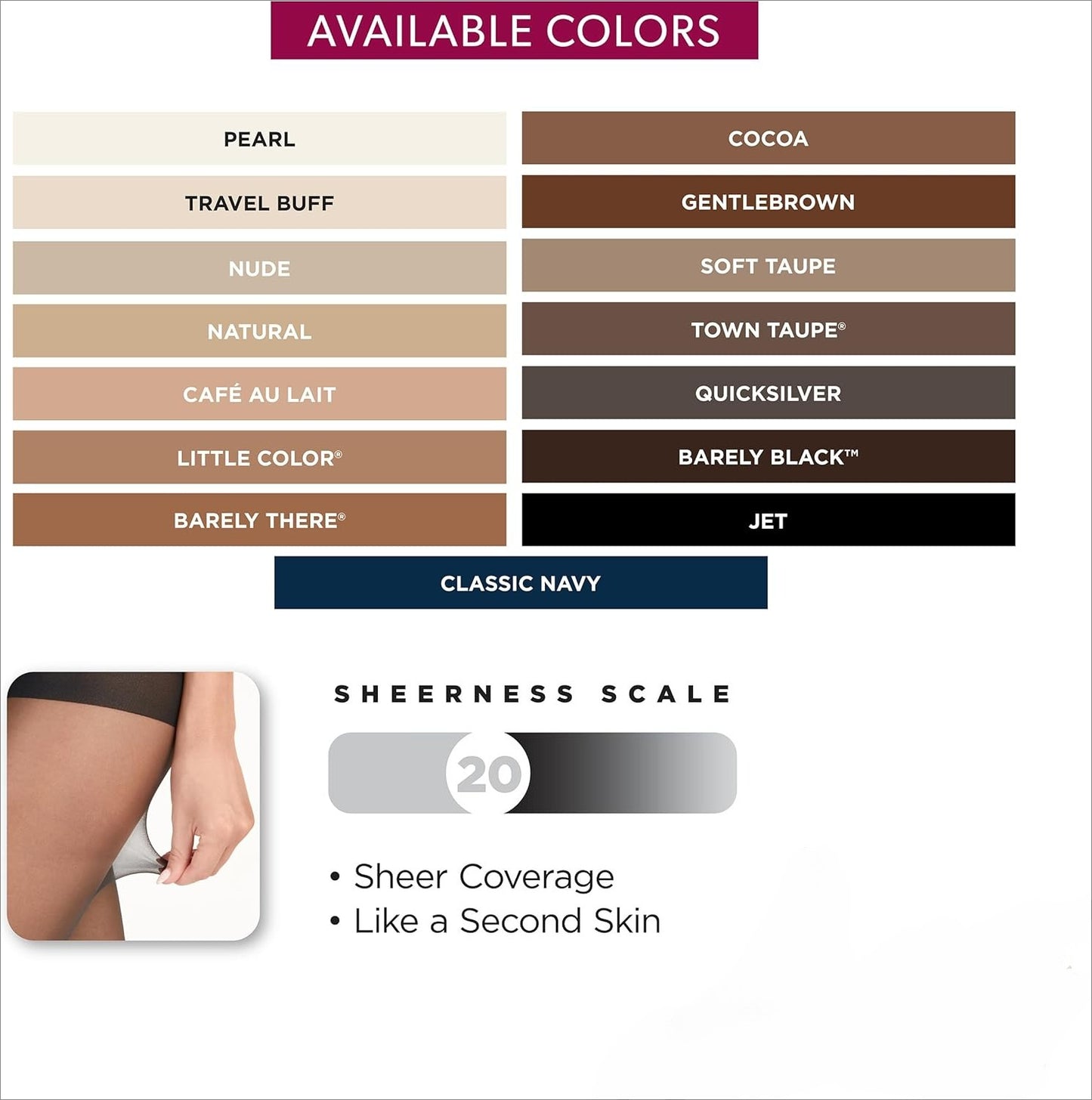 Silk Reflections Pantyhose Silky Sheer- Control Top- Reinforced Toe